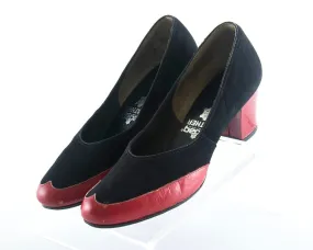 $50 & UNDER SALE || 1940s Red Leather Black Suede Spectator Heels | size 8