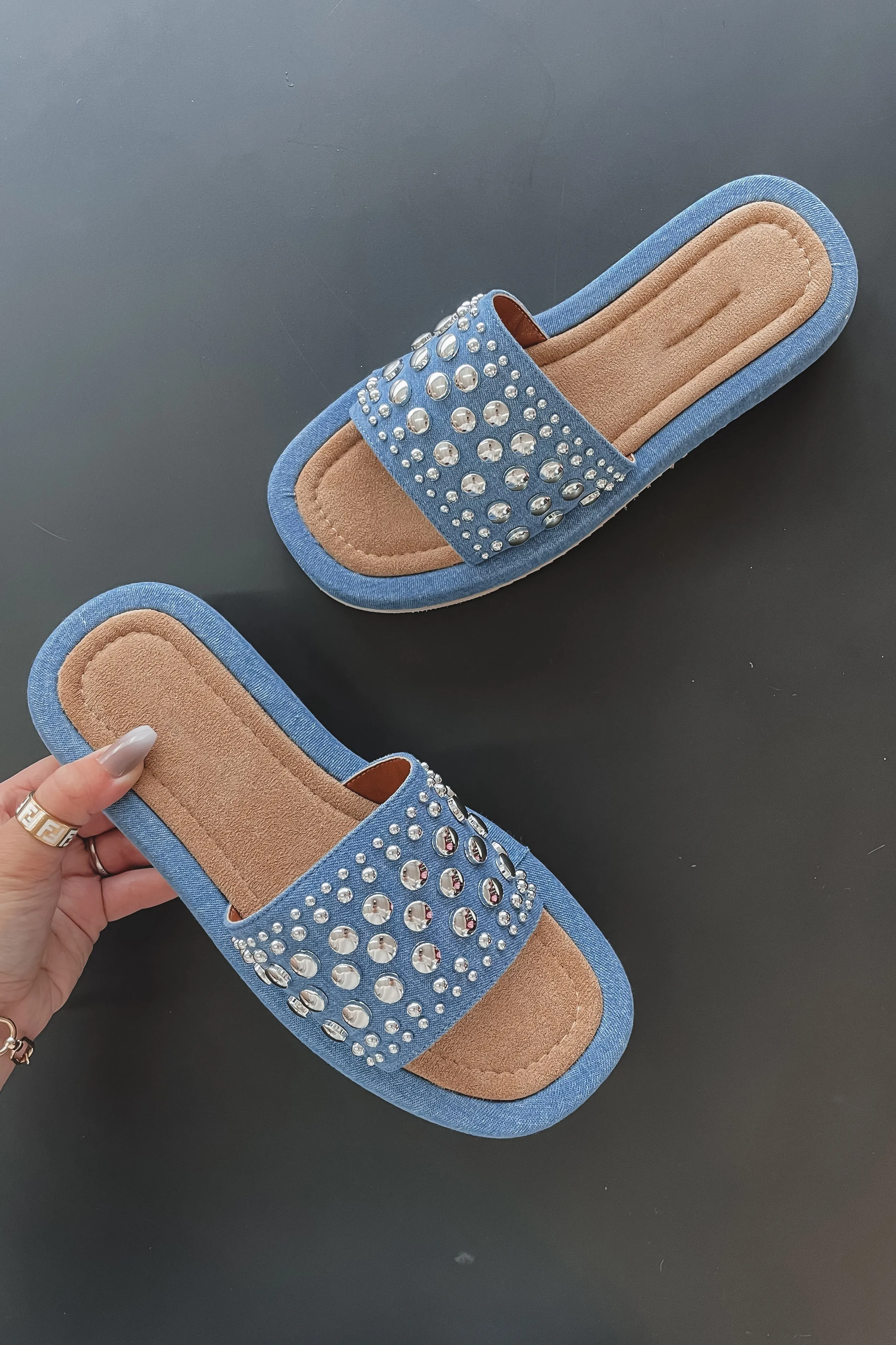 Always Showing Out Jeweled Denim Platform Slip On