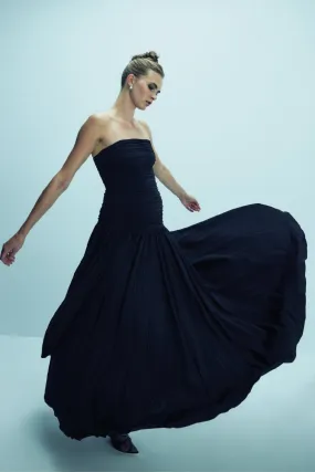 Amber Strapless Jersey Long Dress in Black