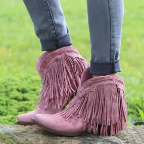 Ankle Boot Western Fringe Cowboy Low Heel Bootie