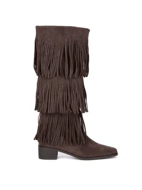 AR-3355 Suede Fringe Middle Boots