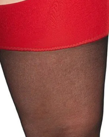 Back Seam/Cuban Heel Plus Size Curvy Thigh High Stocking | Black-Red