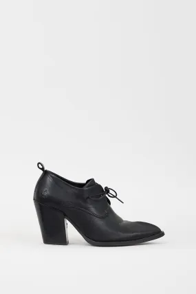 Black Leather Pointed Toe Room 489 Bootie