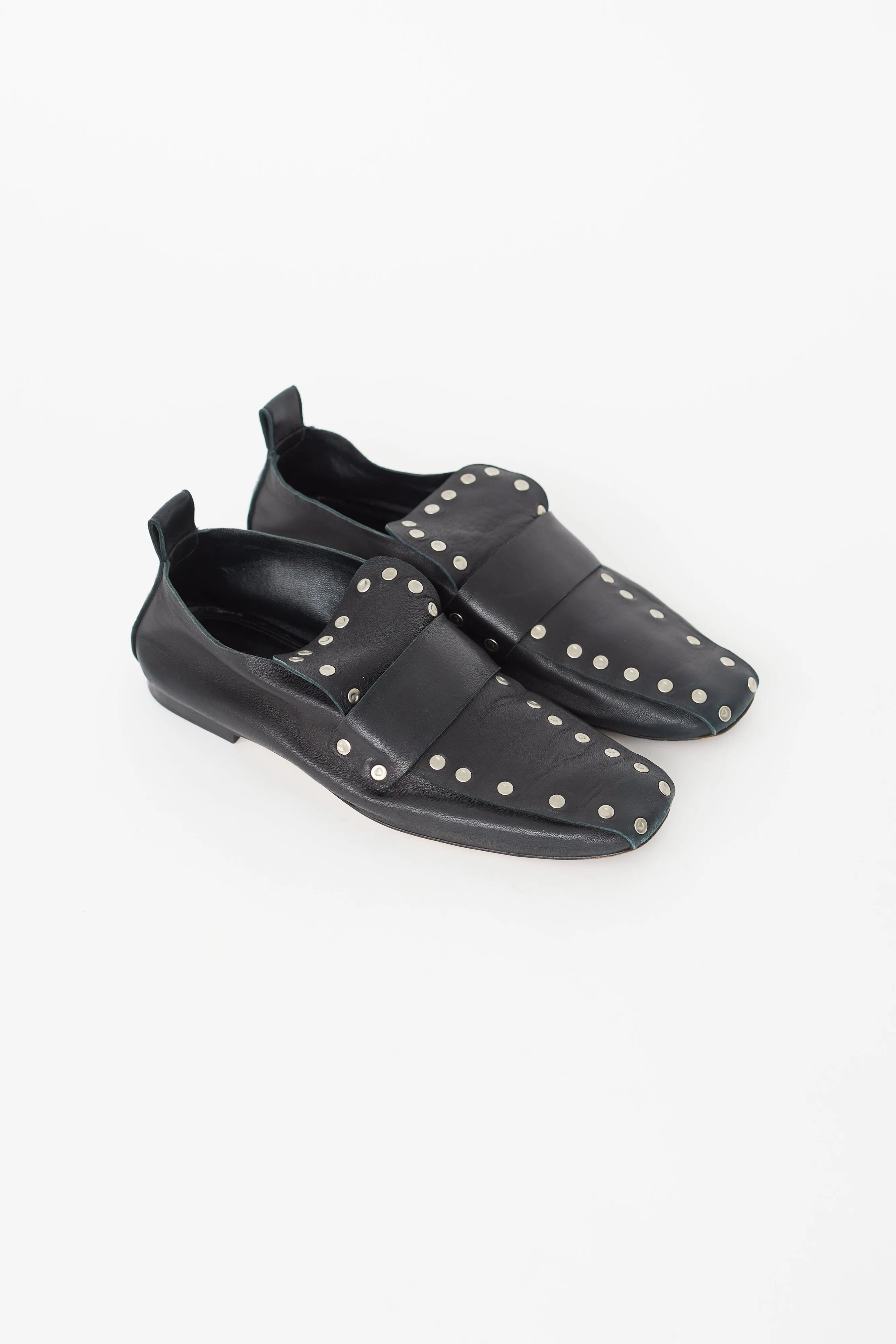 Black Leather Studded Loafer