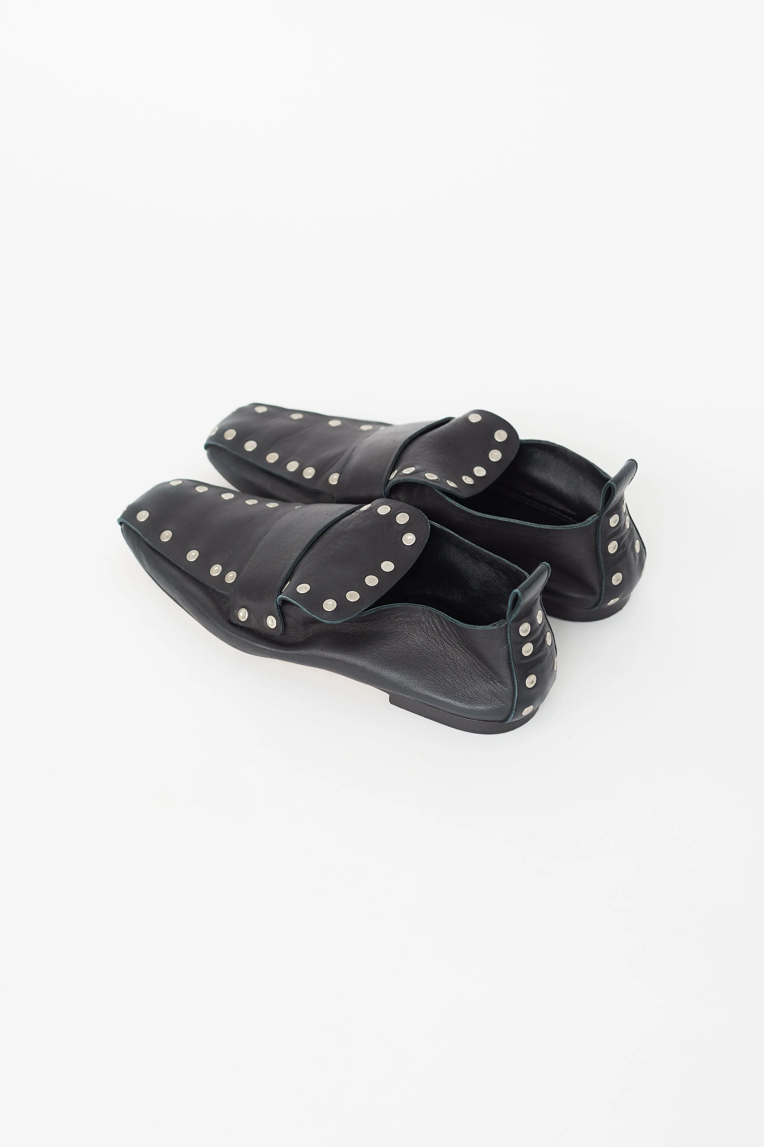 Black Leather Studded Loafer