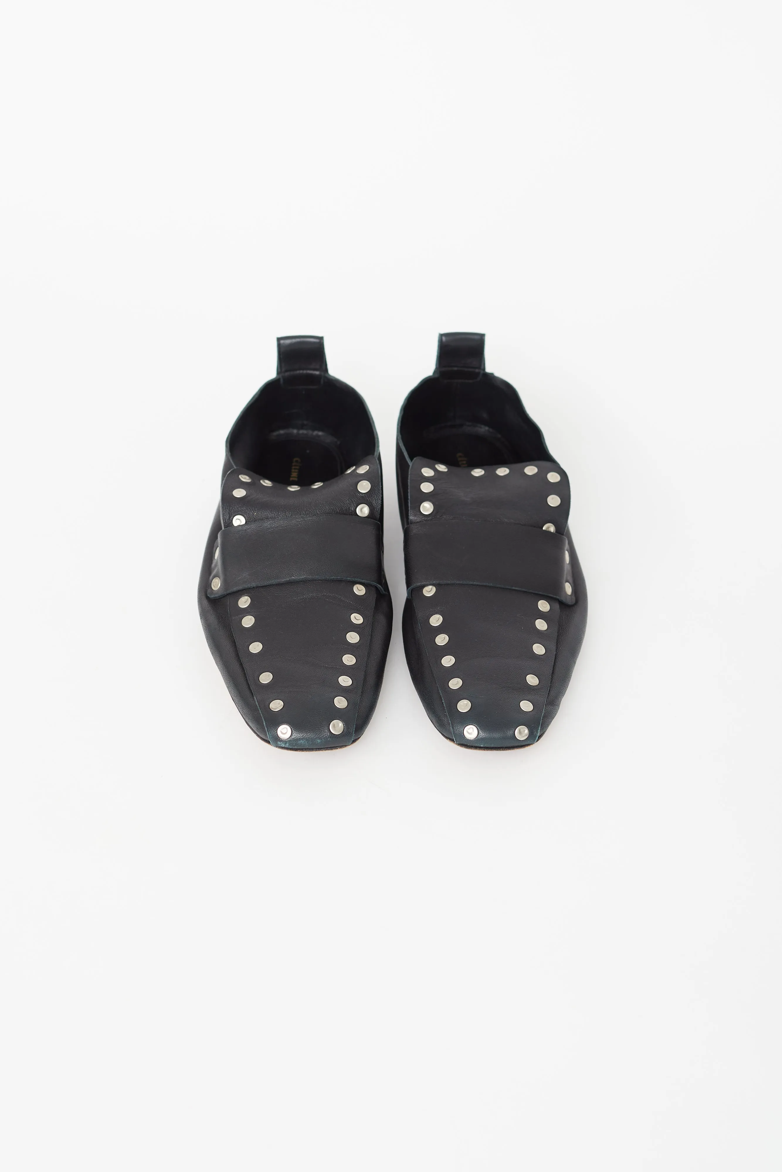 Black Leather Studded Loafer