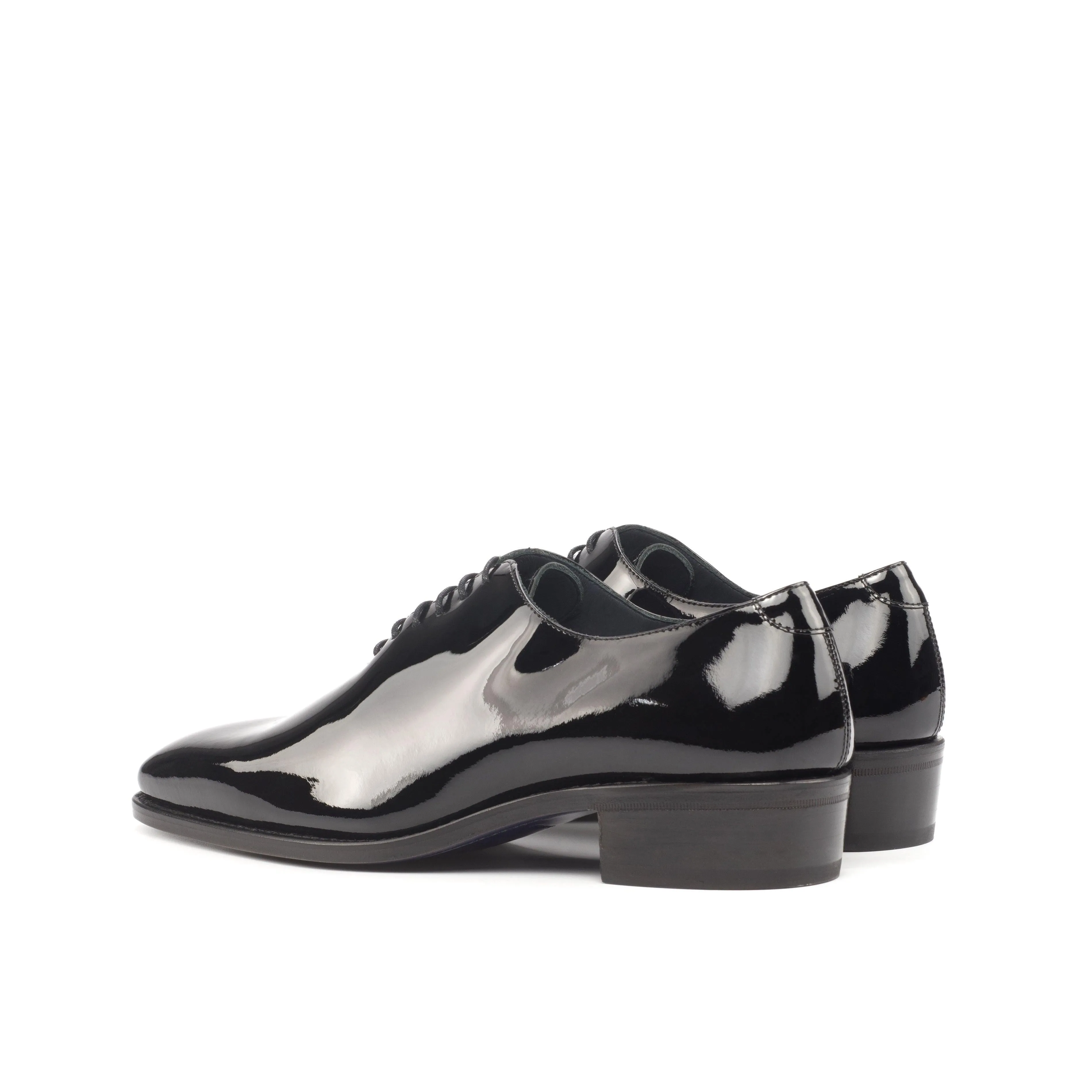 Black Patent Leather Wholecut Shoes with Cuban heel