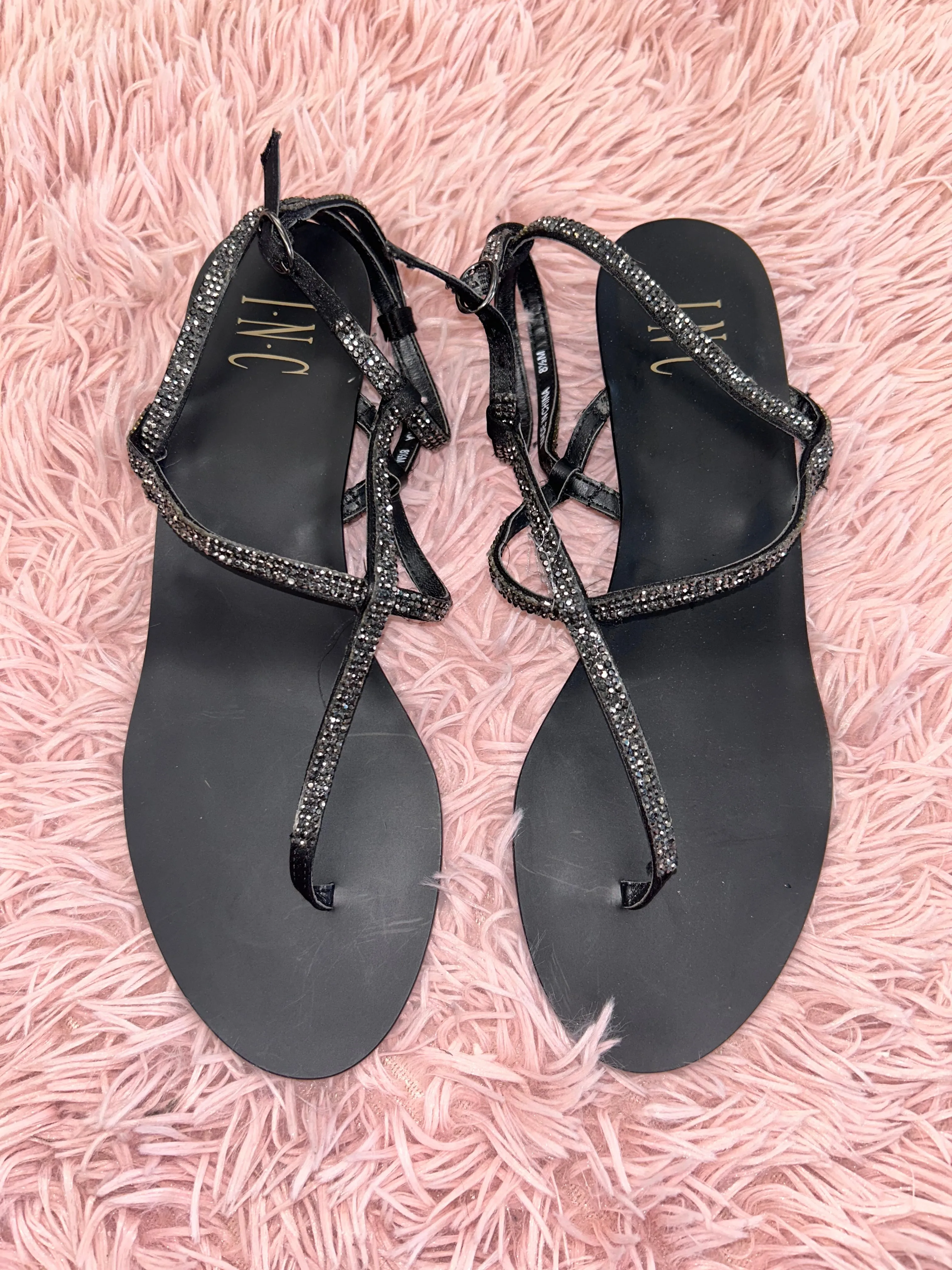 Black Sandals Heels Wedge Inc, Size 8.5