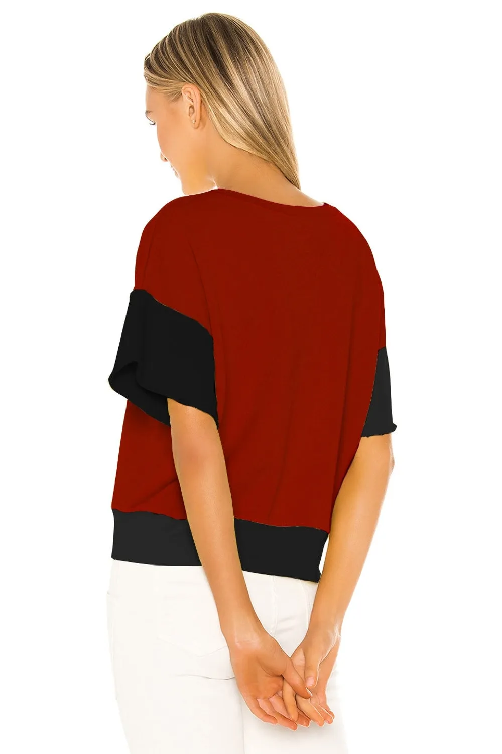 Blocked Red And Black Top