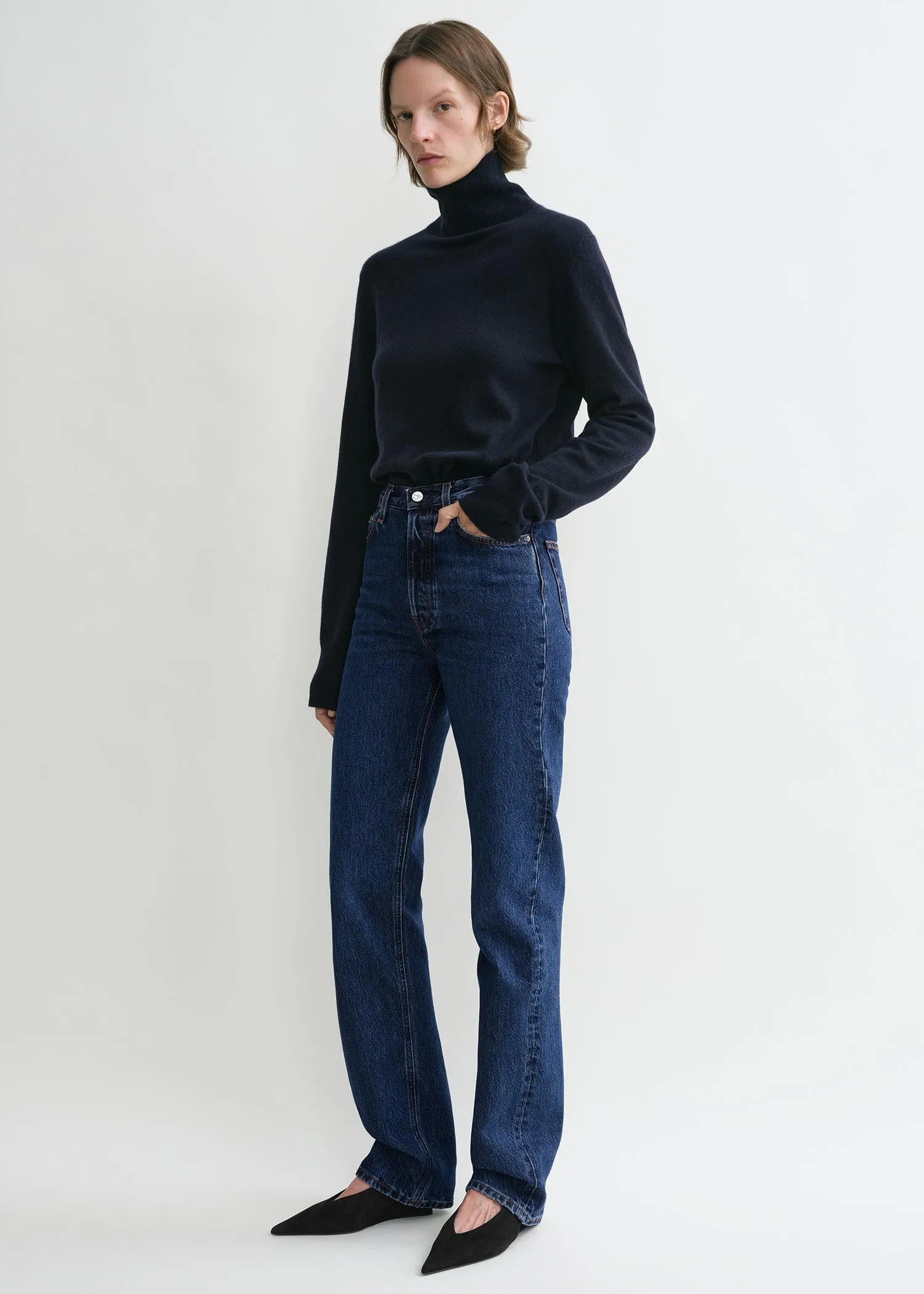 Classic cut denim full length dark blue