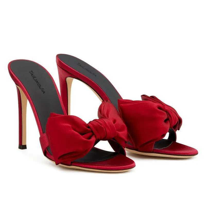 Elegant Red and Black Women's High Heel Fashion Party Summer Sandals