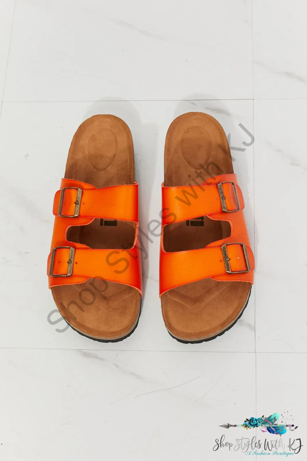 Feeling Alive Double Banded Slide Sandals in Orange