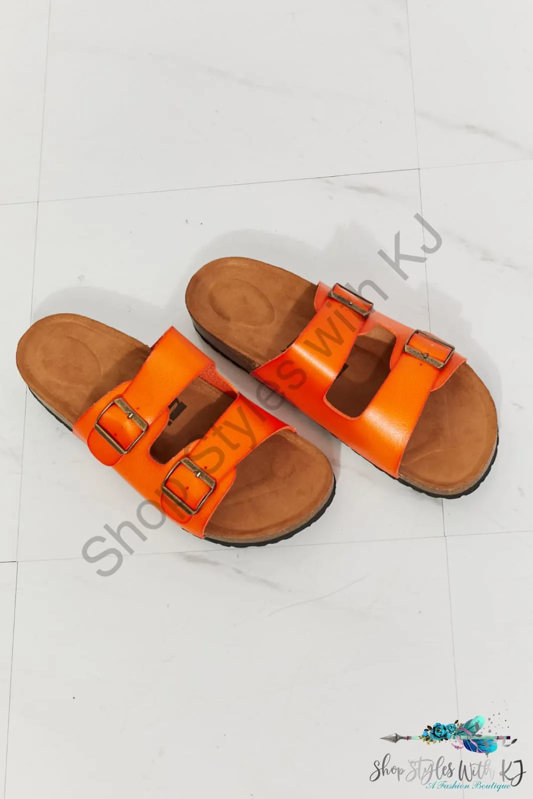 Feeling Alive Double Banded Slide Sandals in Orange