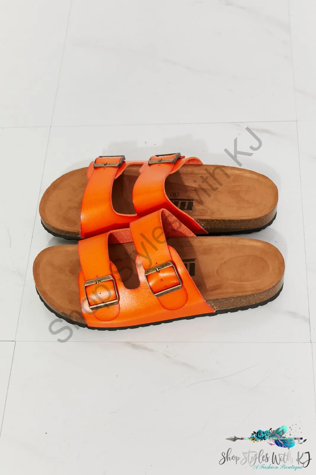 Feeling Alive Double Banded Slide Sandals in Orange