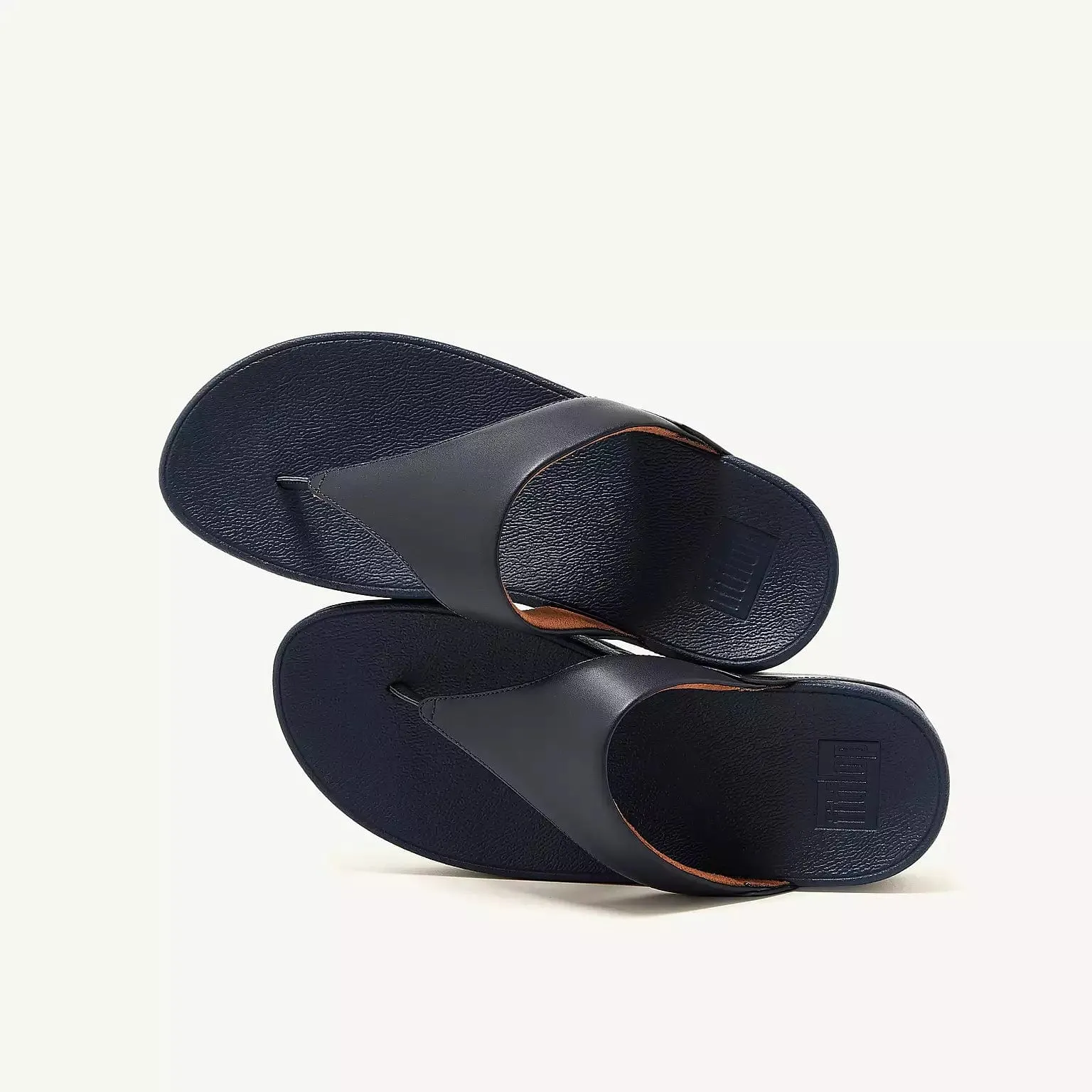 FitFlop Lulu Leather Toe-Post Sandals in Deepest Blue