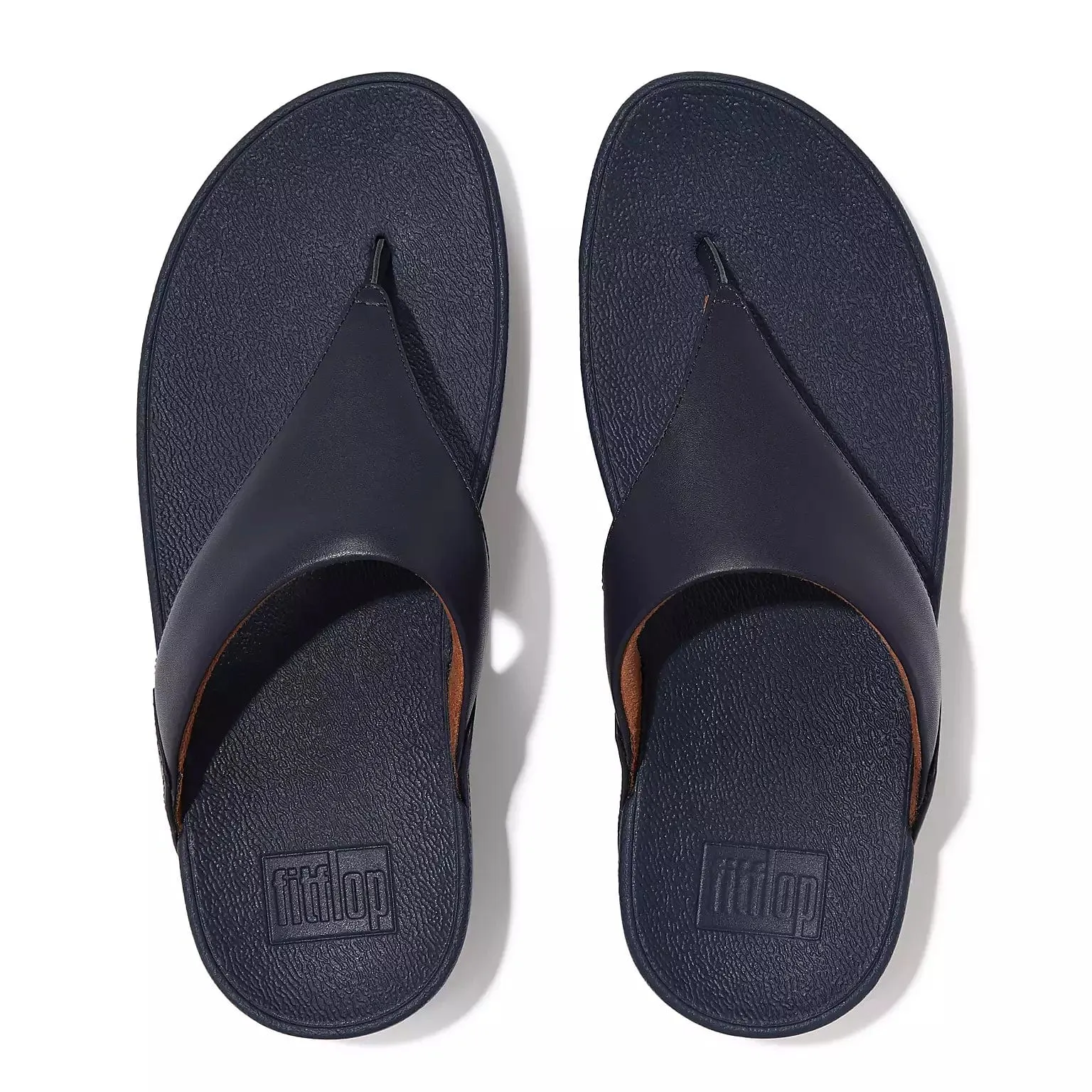 FitFlop Lulu Leather Toe-Post Sandals in Deepest Blue