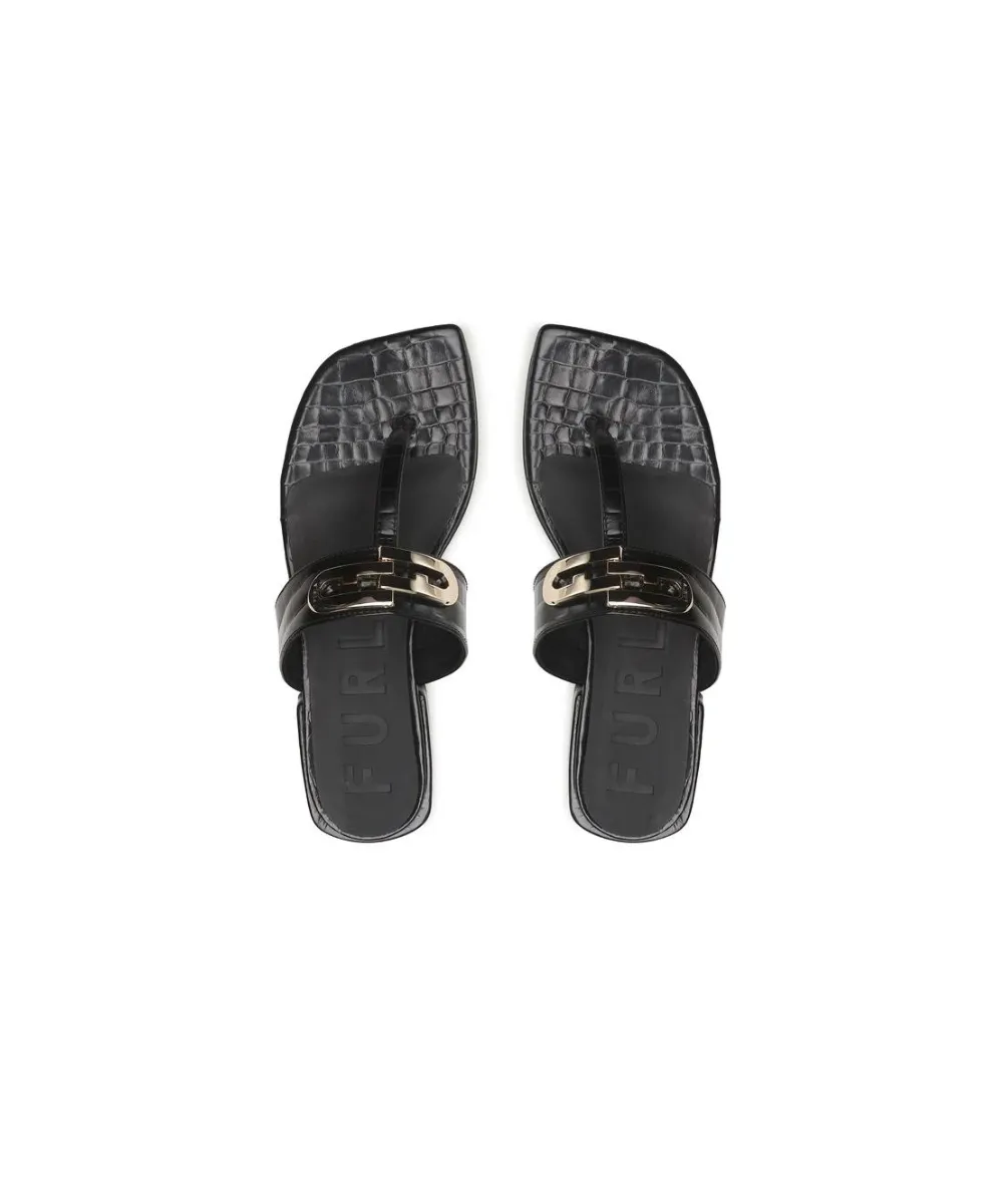 FURLA CHAIN THONG SANDALS IN BLACK