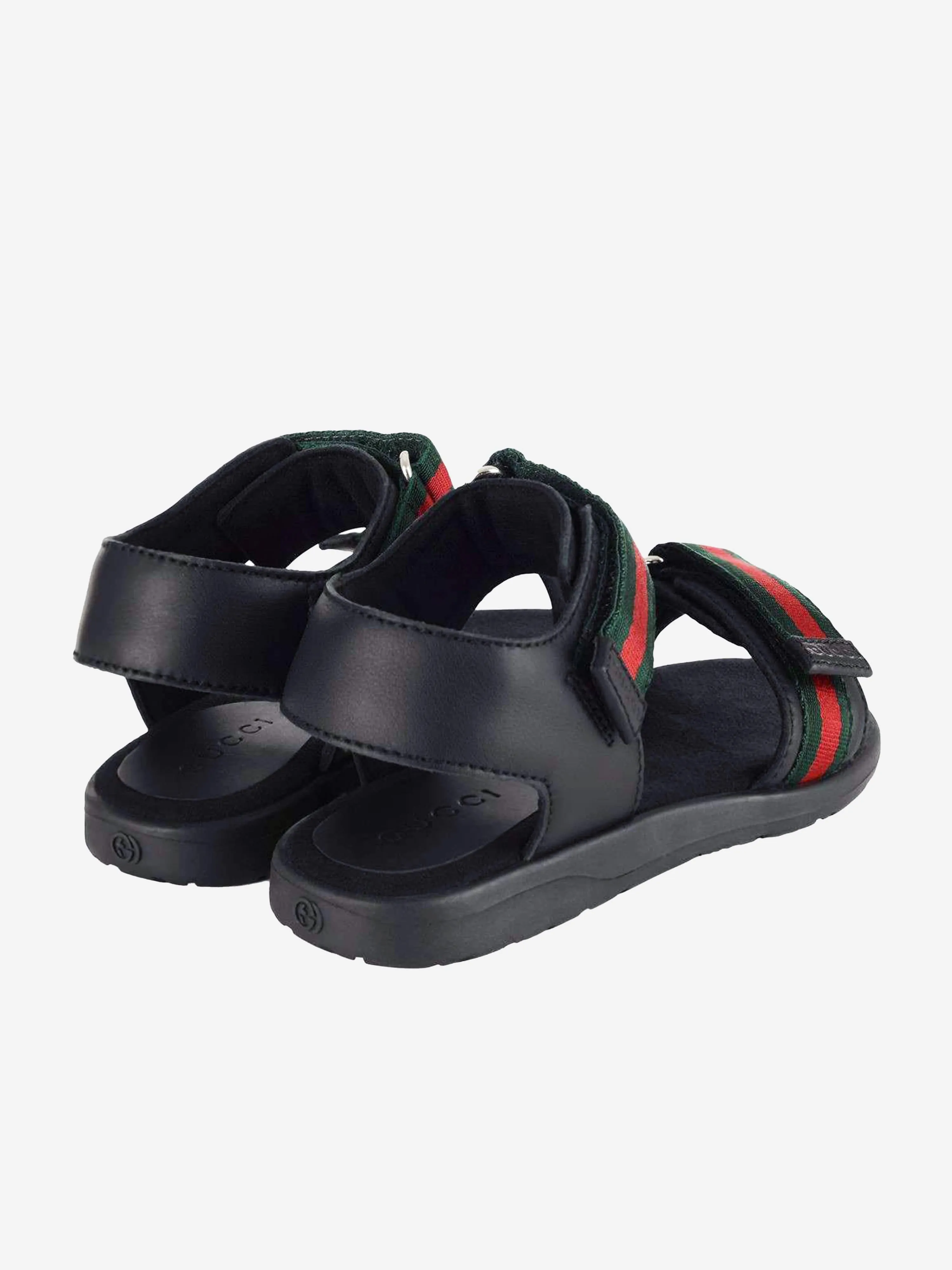 Gucci Kids Leather Sandal With Web in Black