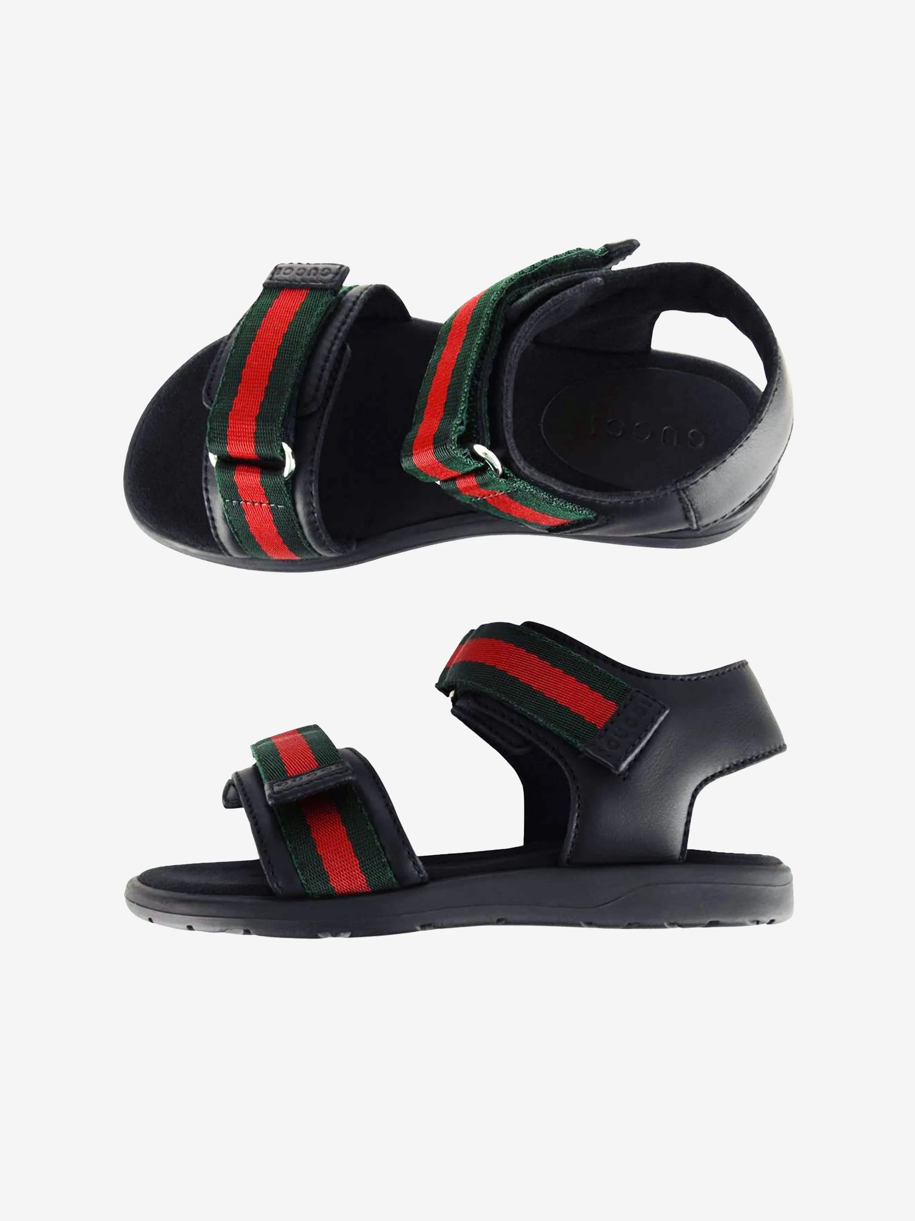 Gucci Kids Leather Sandal With Web in Black