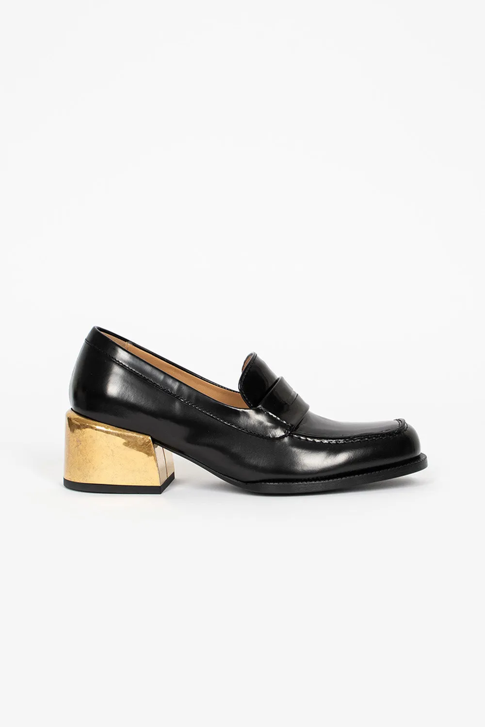 Heeled Loafer Black/Gold