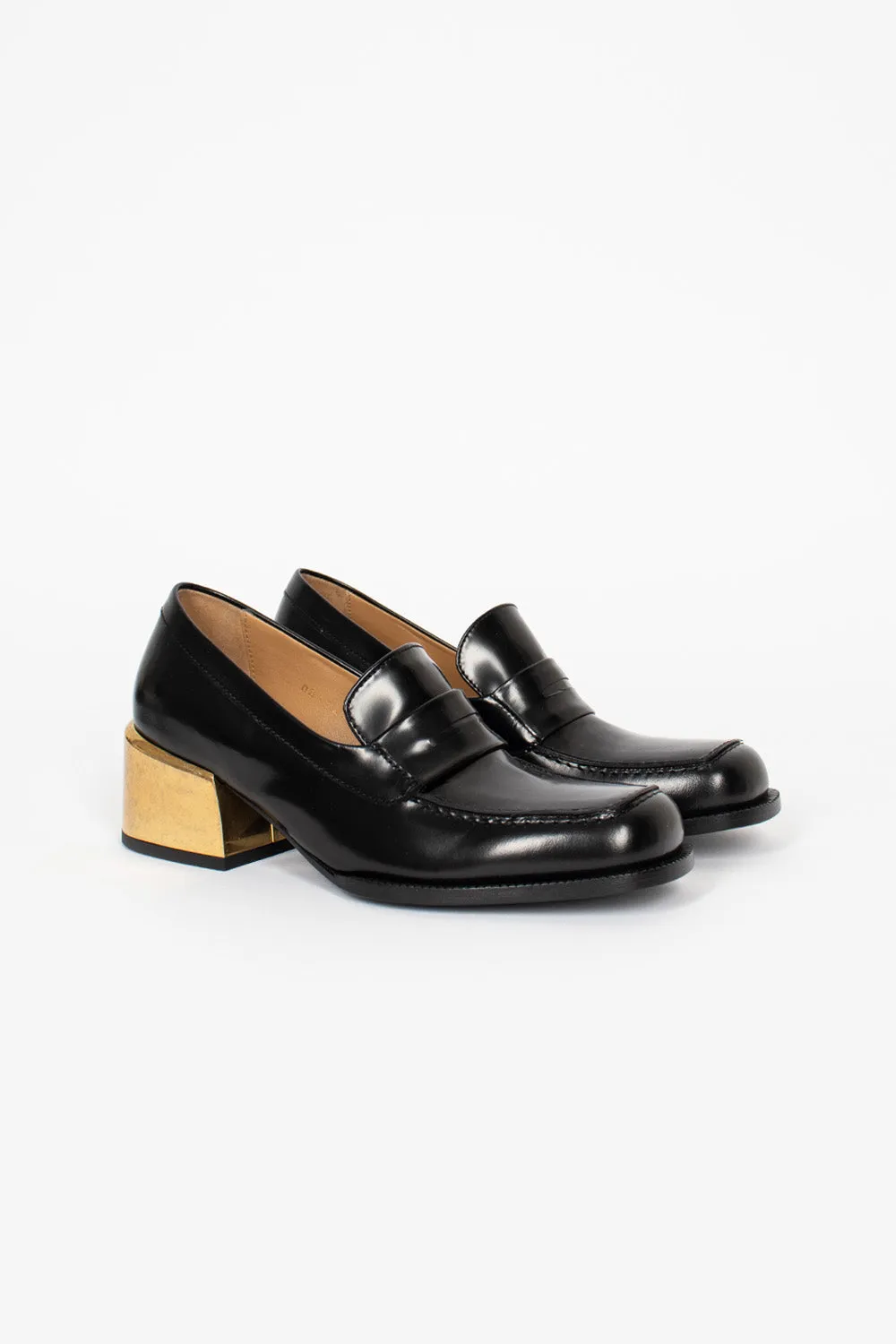 Heeled Loafer Black/Gold