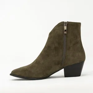 Jane Galland Military Khaki Suede Ankle Boots