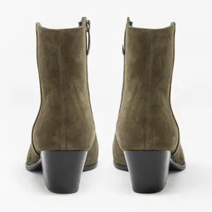 Jane Galland Military Khaki Suede Ankle Boots