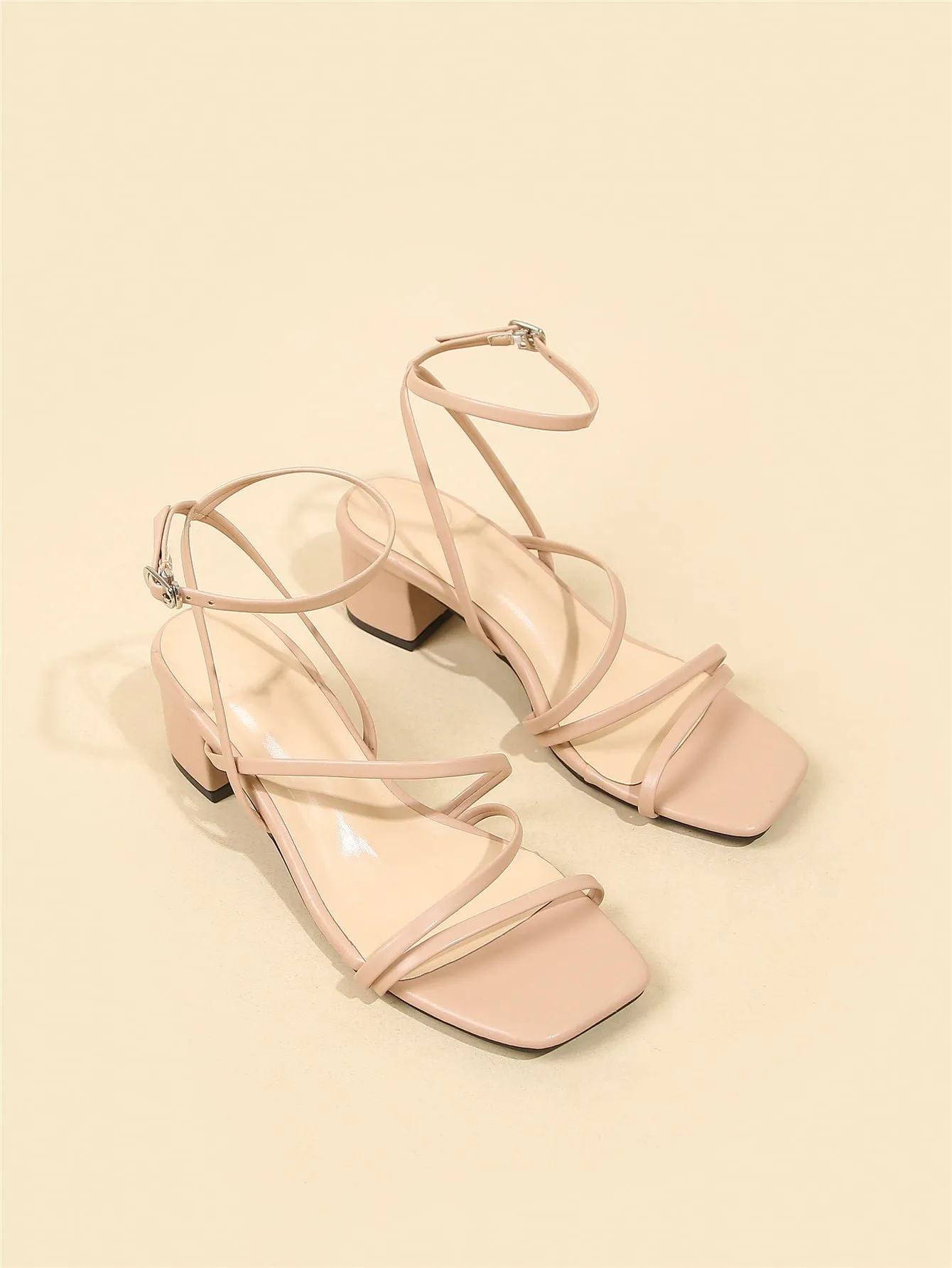 Minimalist Buckle Decor Ankle Strap Sandals