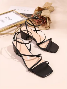 Minimalist Buckle Decor Ankle Strap Sandals