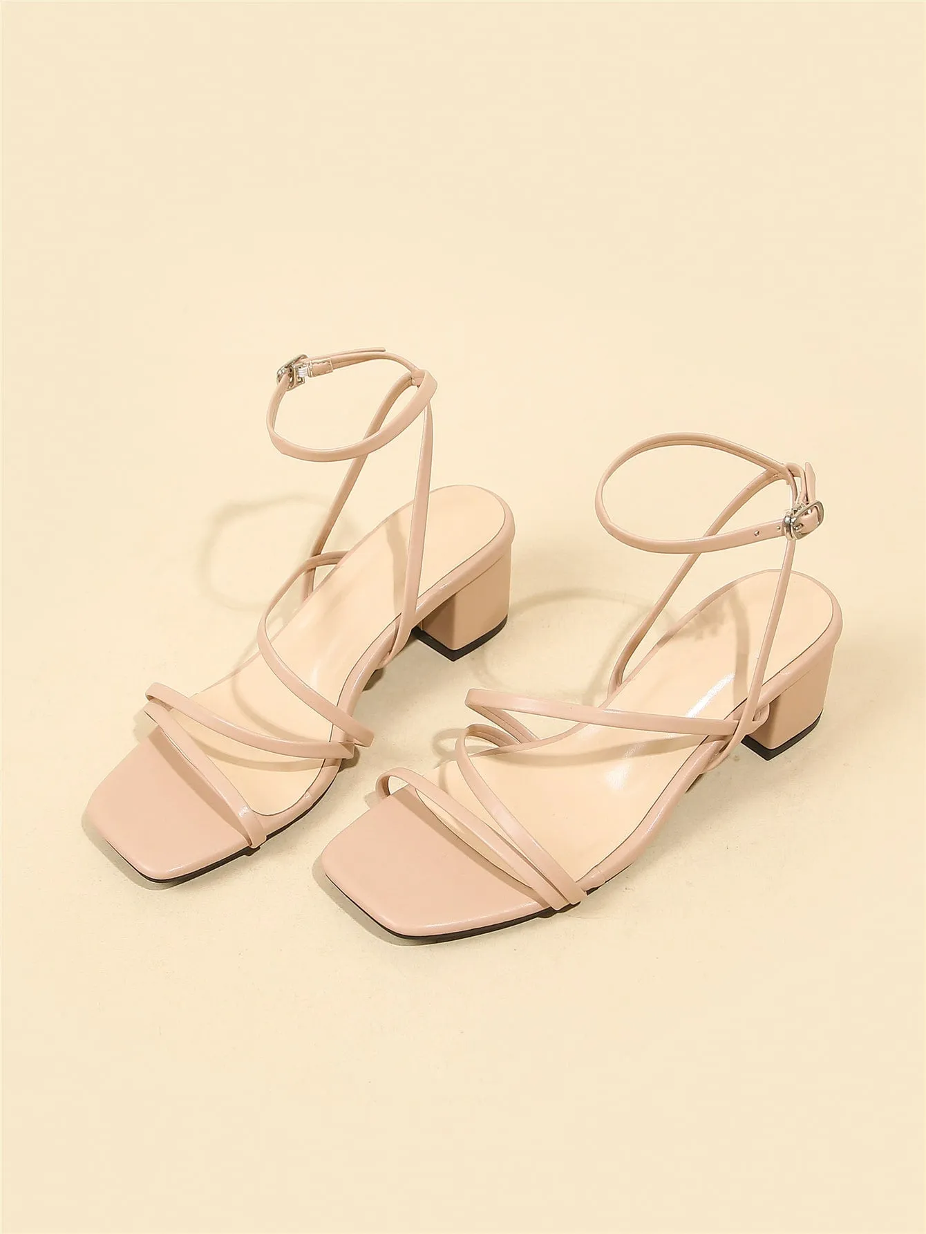 Minimalist Buckle Decor Ankle Strap Sandals