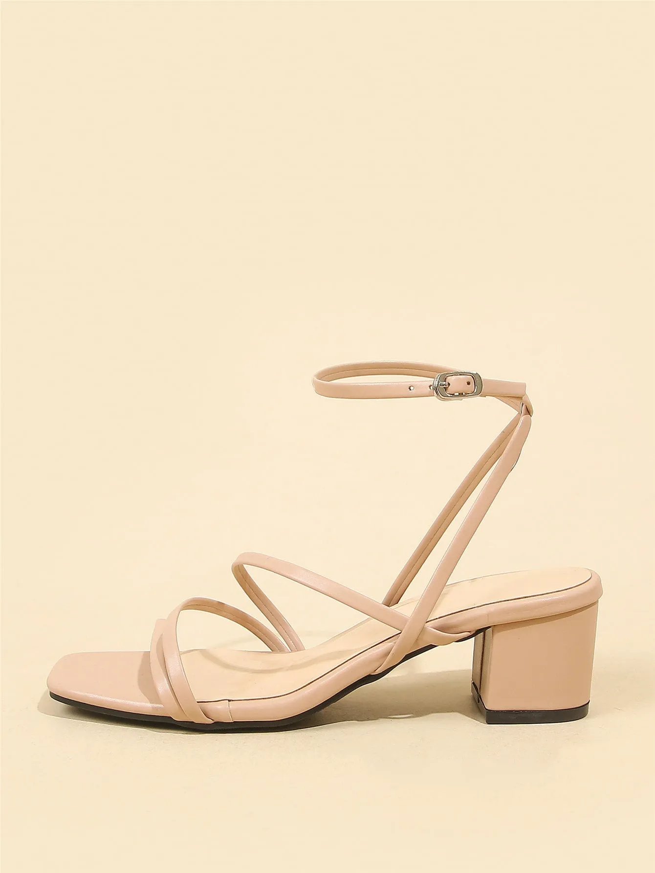 Minimalist Buckle Decor Ankle Strap Sandals