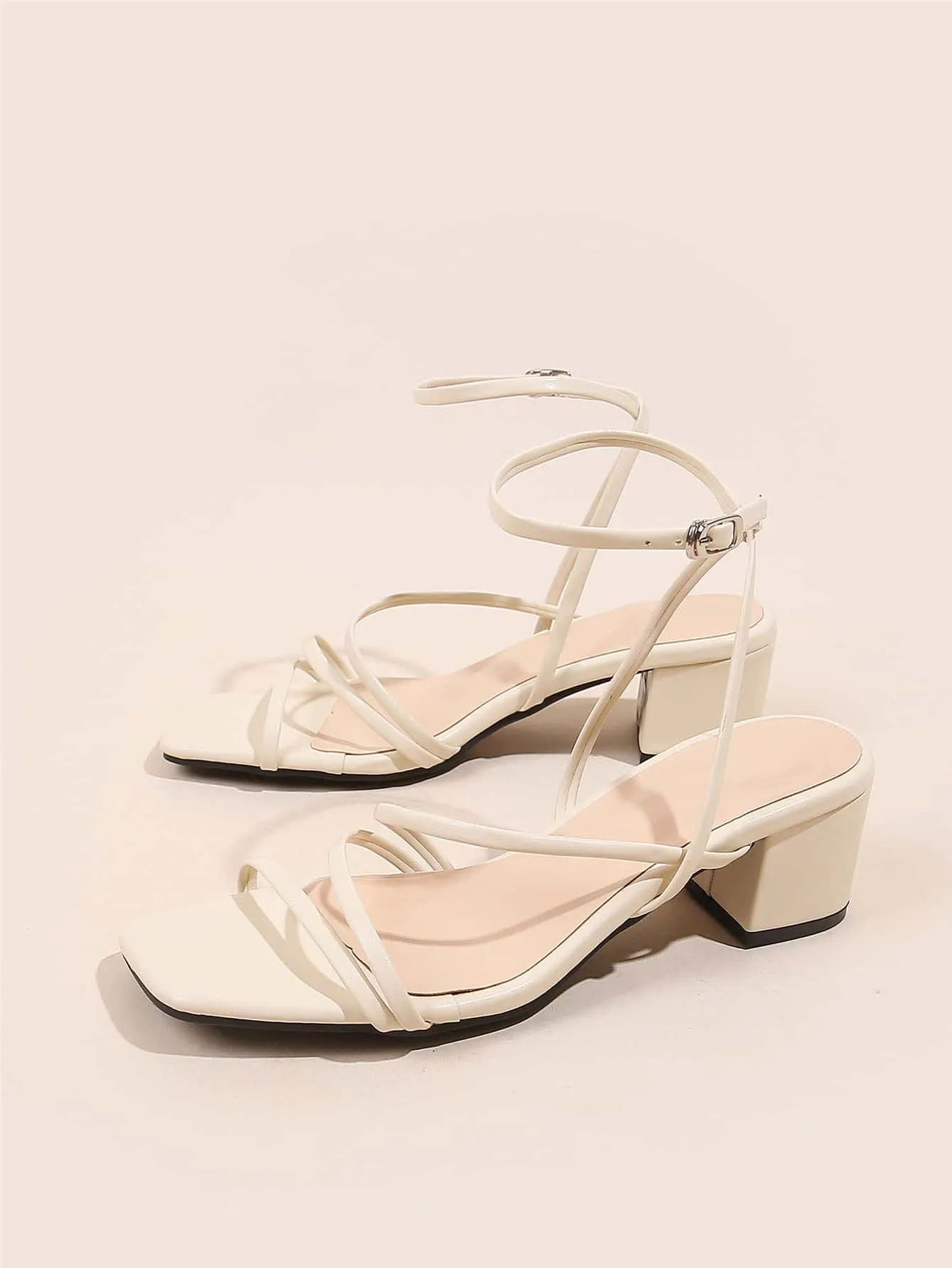 Minimalist Buckle Decor Ankle Strap Sandals