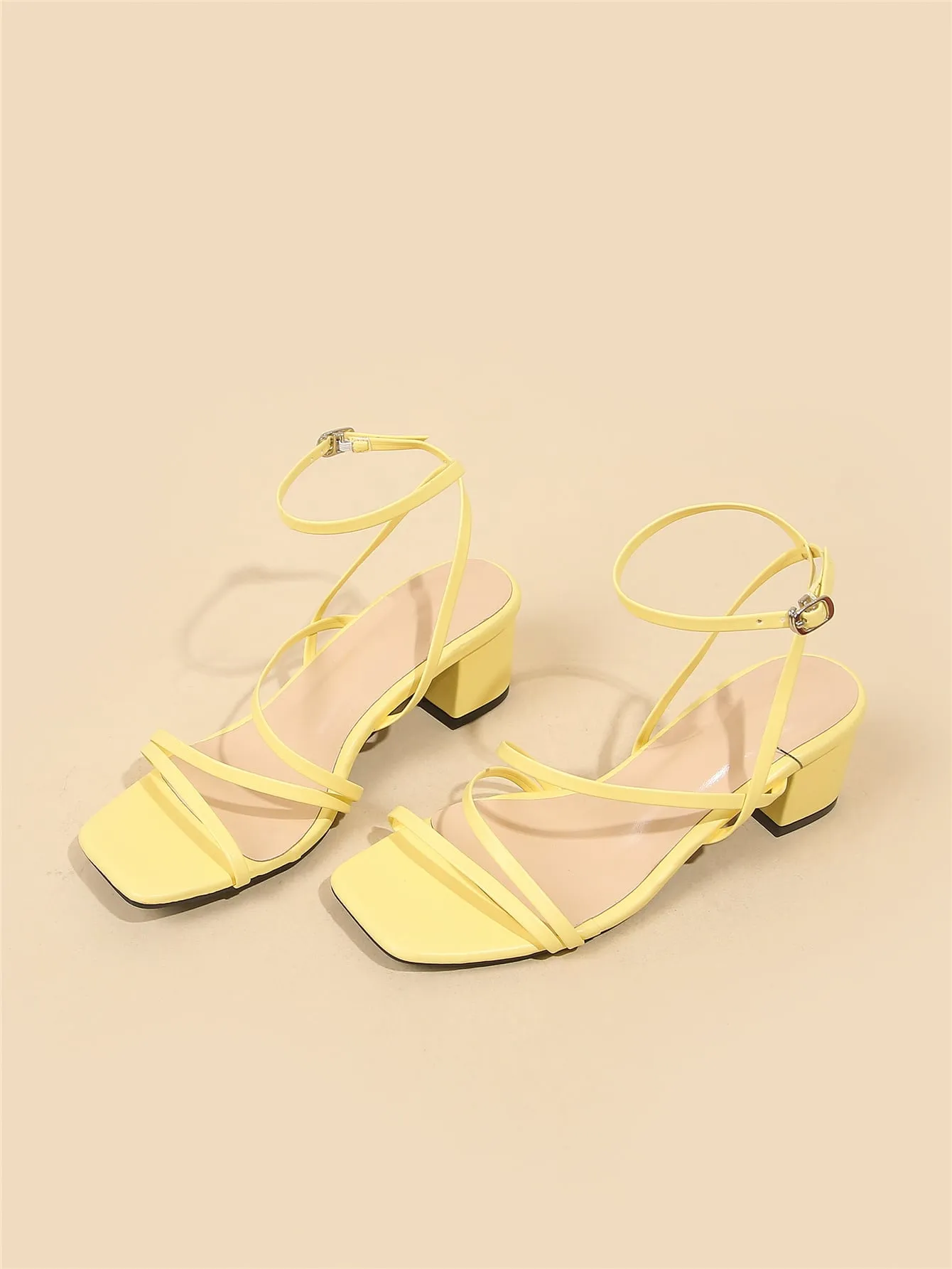 Minimalist Buckle Decor Ankle Strap Sandals