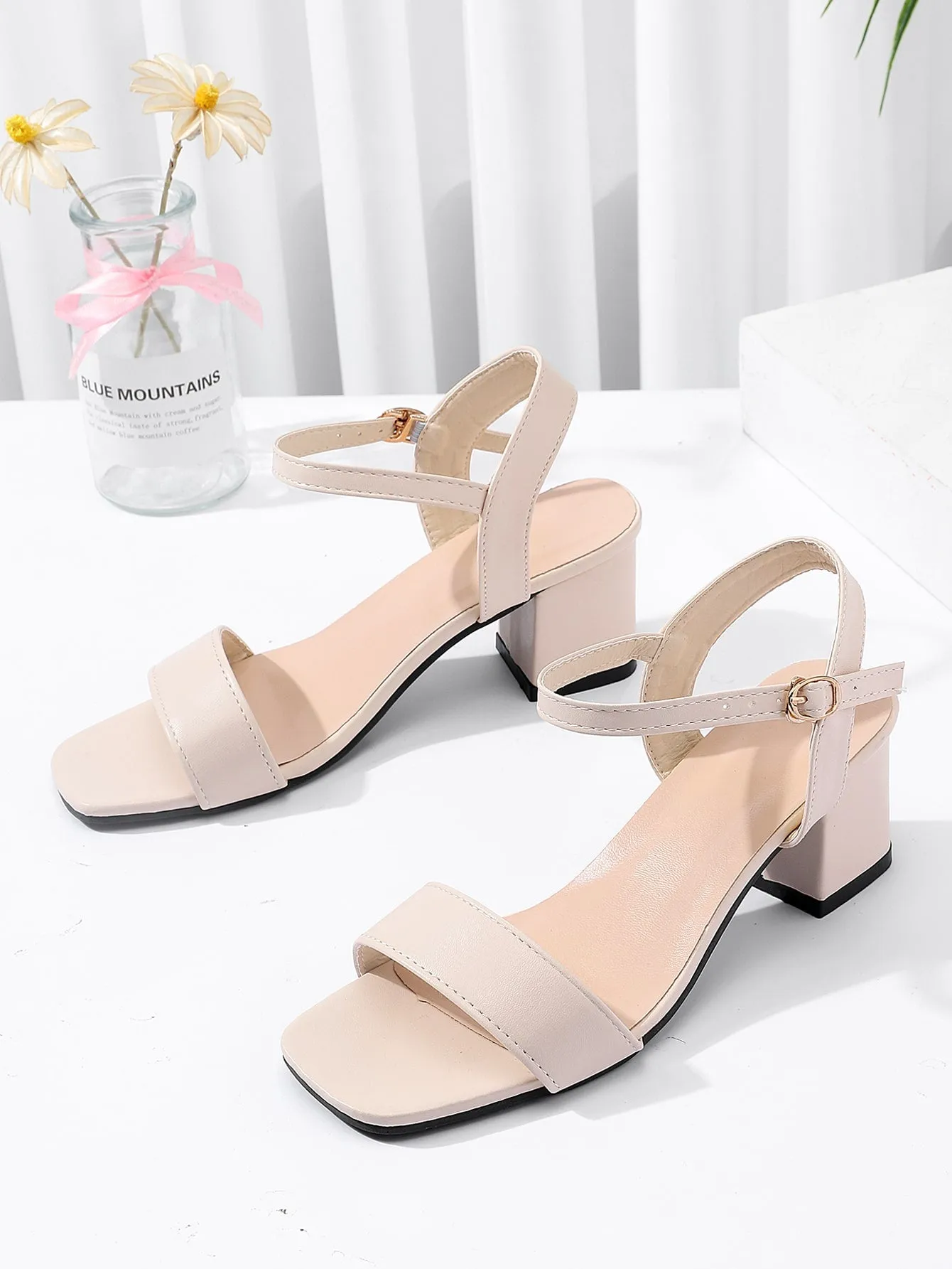 Minimalist Chunky Ankle Strap Sandals