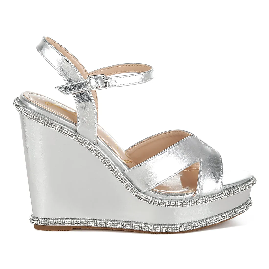 Rhinestones Embellished Wedge Sandals