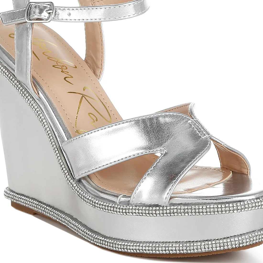 Rhinestones Embellished Wedge Sandals