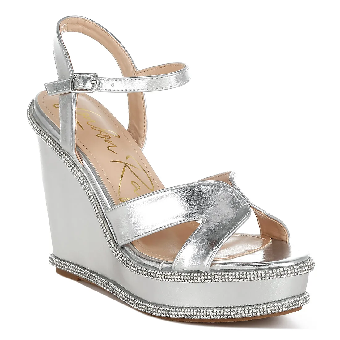 Rhinestones Embellished Wedge Sandals