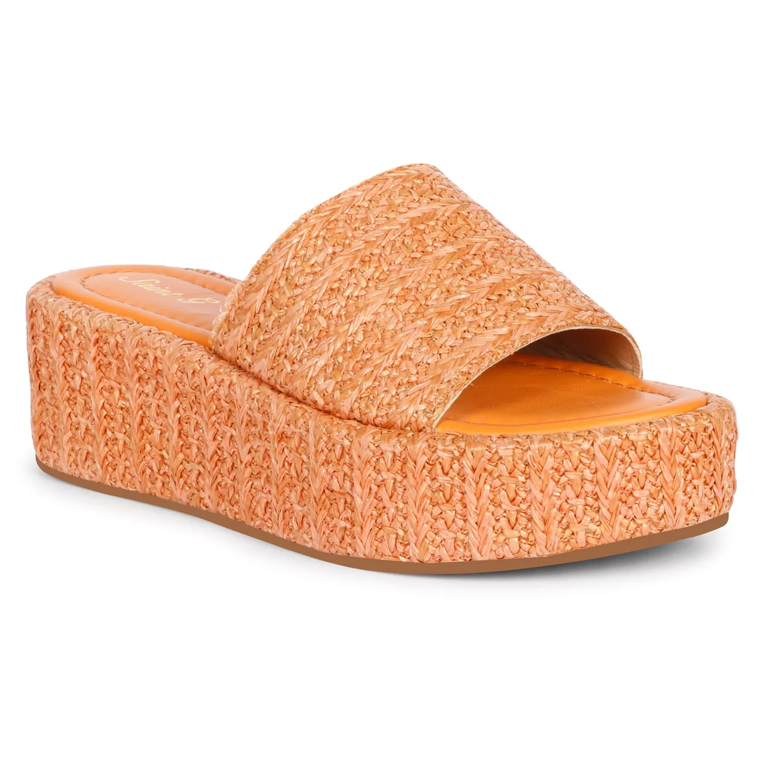 Saint  Betta orange wedge heels