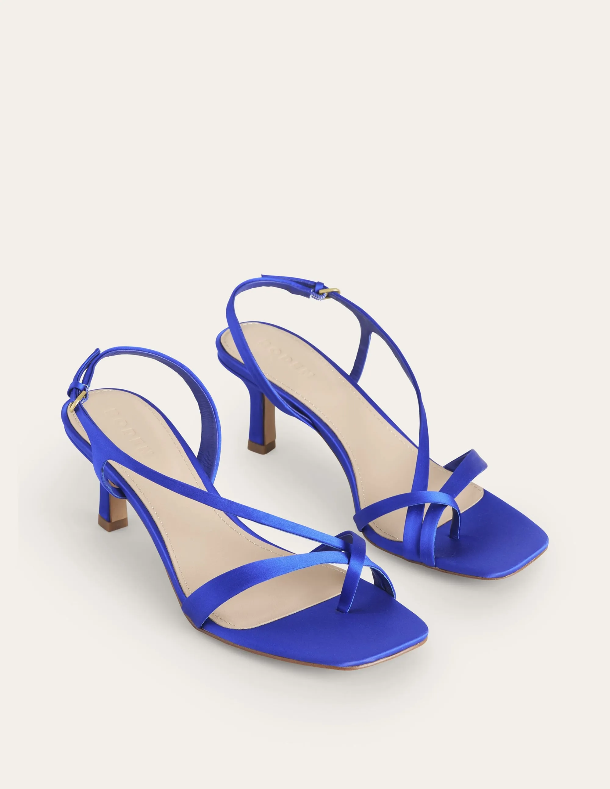 Satin Low-Heeled Sandals-Bright Blue