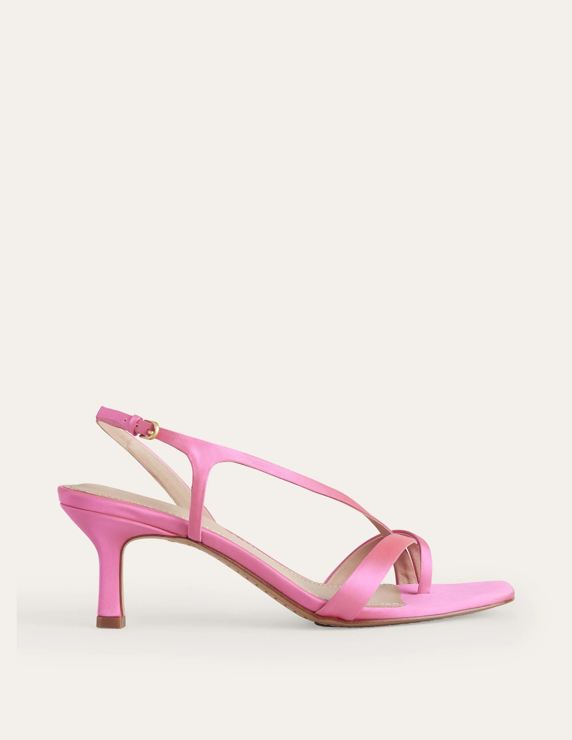 Satin Low-Heeled Sandals-Festival Pink