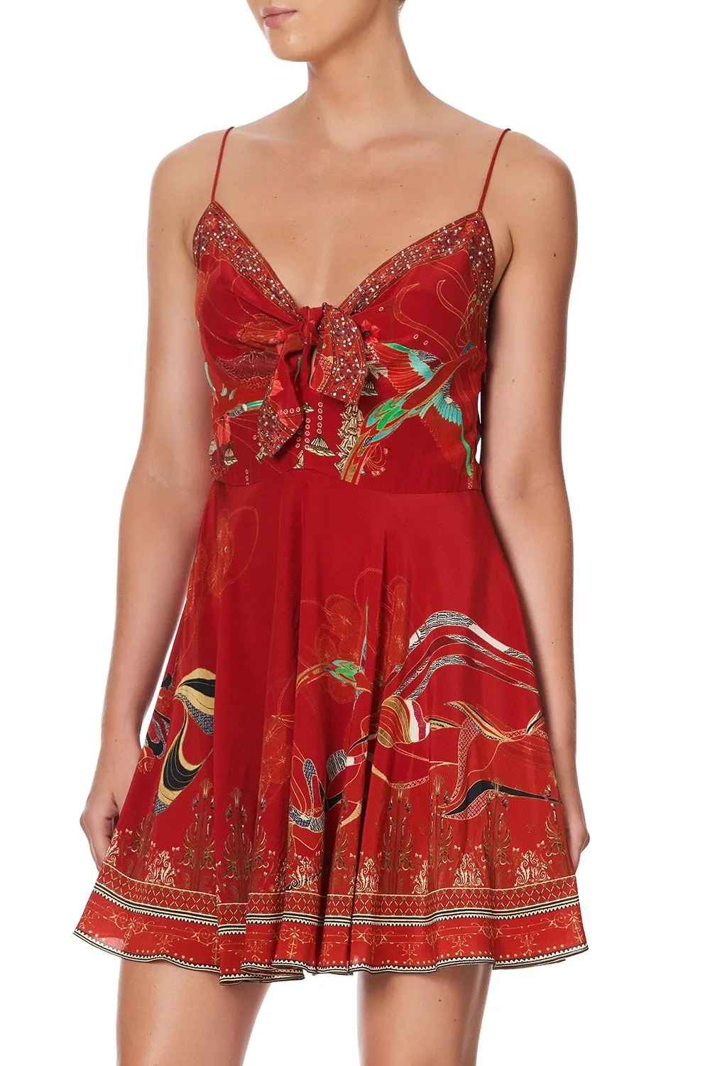 SHORT DRESS WITH TIE FRONT FORBIDDEN FRUIT