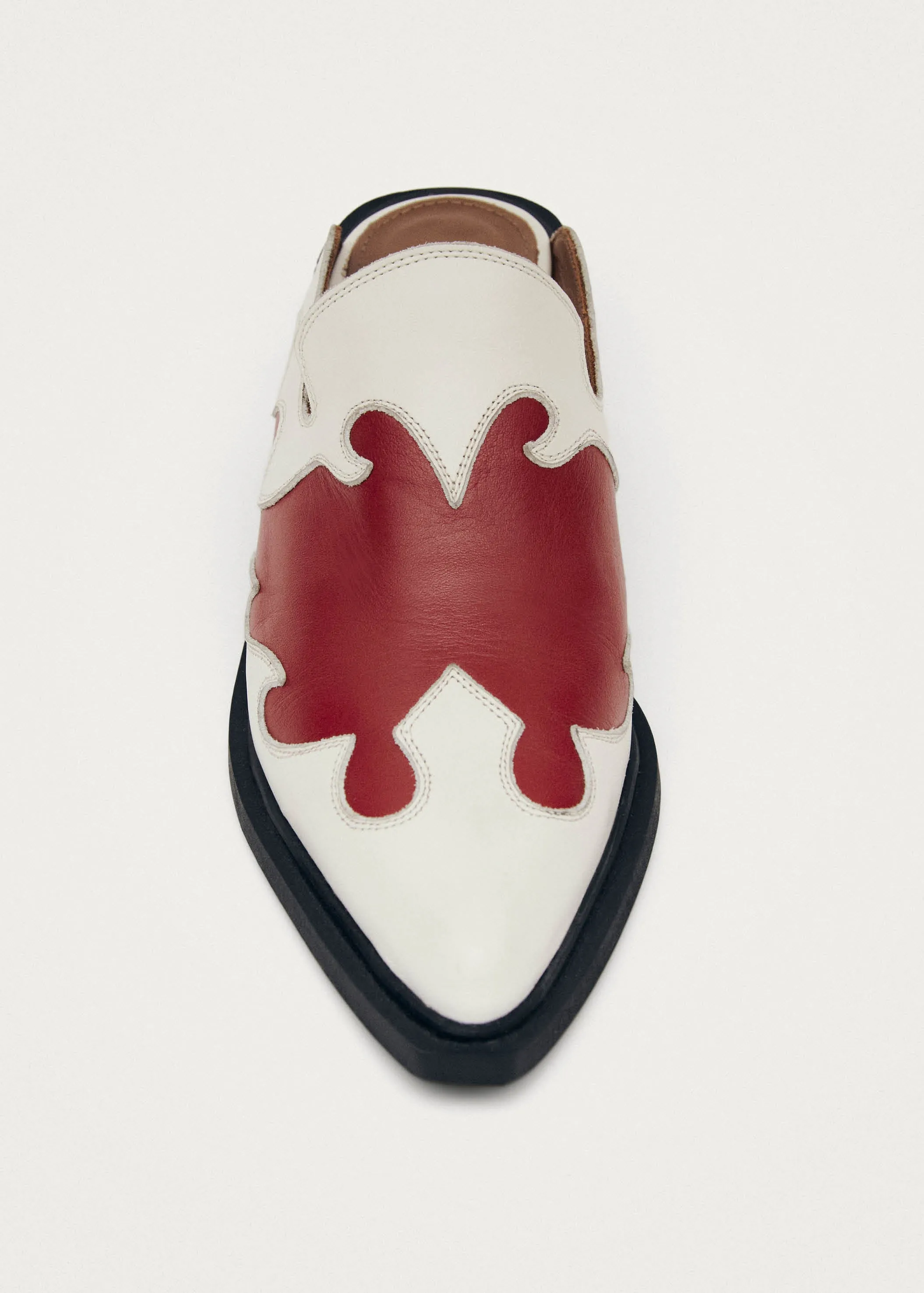 Weston Bicolor Red Cream Leather Mules