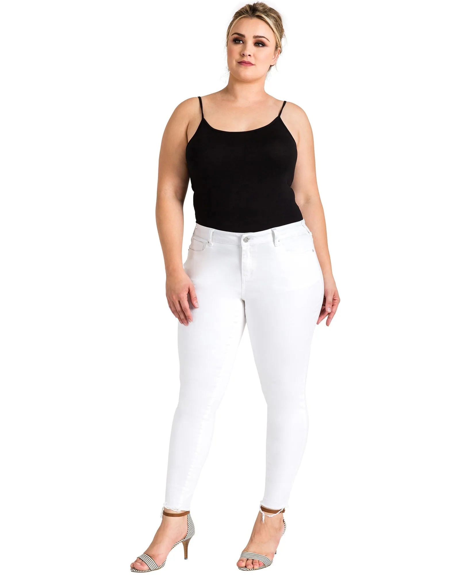 Willa Released Hem Skinny Jeans | White