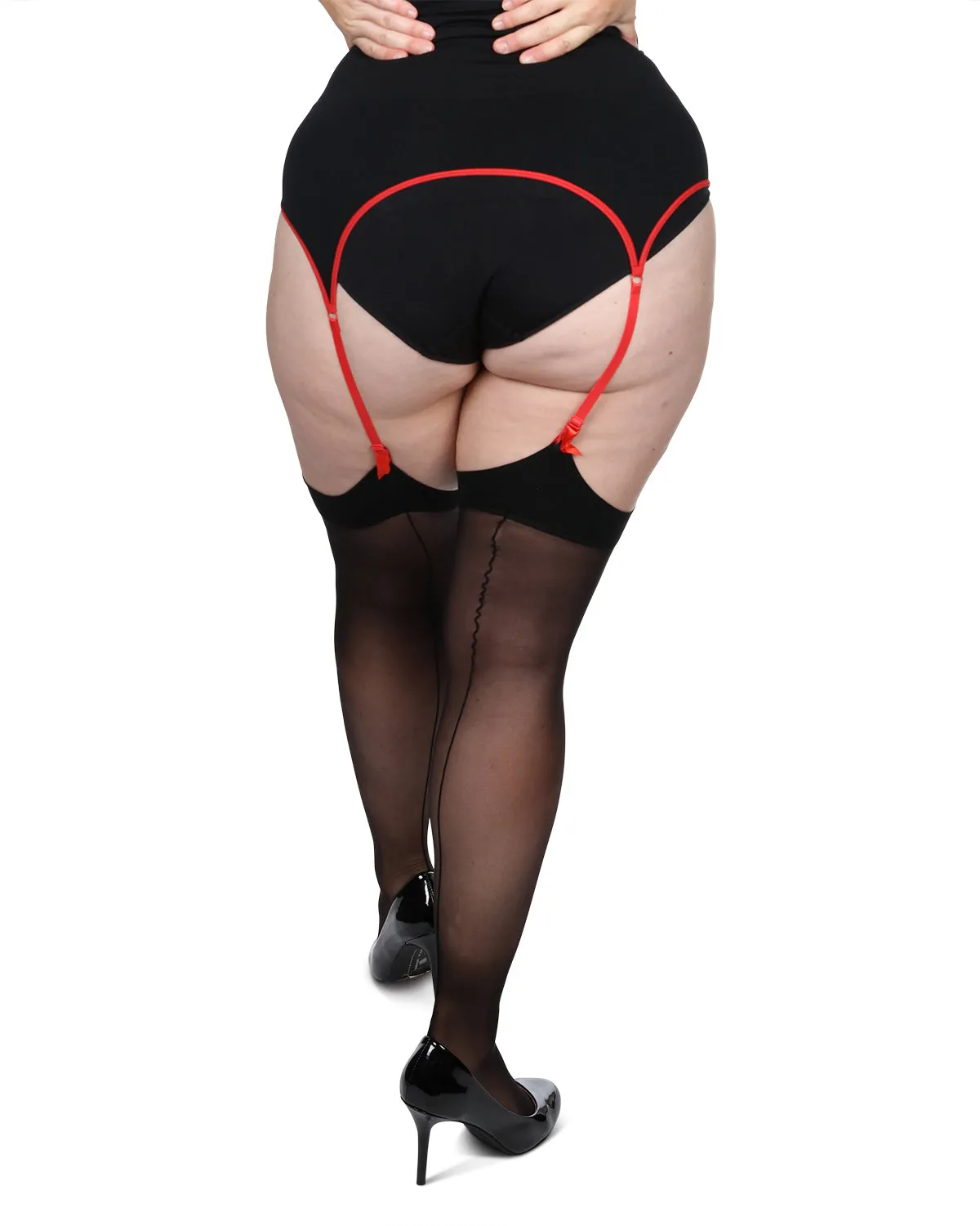 Women's Back Seam/Cuban Heel Plus Size Curvy Thigh High Stocking