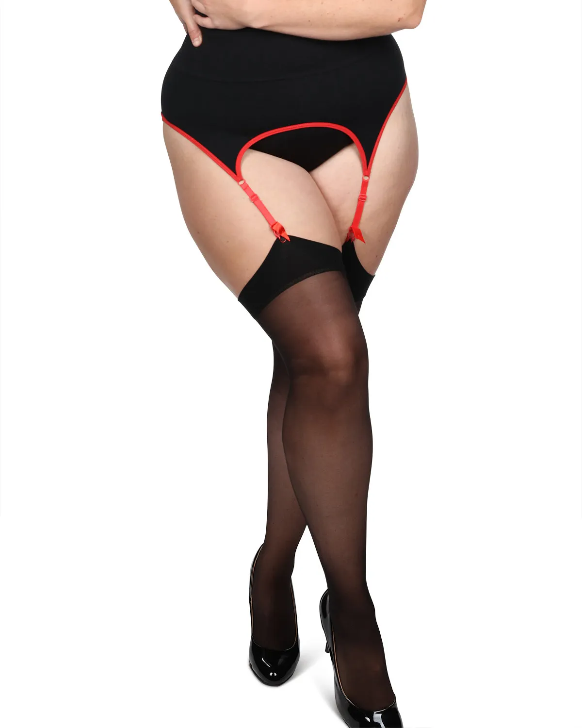 Women's Back Seam/Cuban Heel Plus Size Curvy Thigh High Stocking